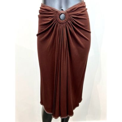 HERMES Paris. Jupe fluide en viscose chocolat....