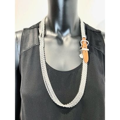 HERMES Paris. Solid silver necklace simulating...