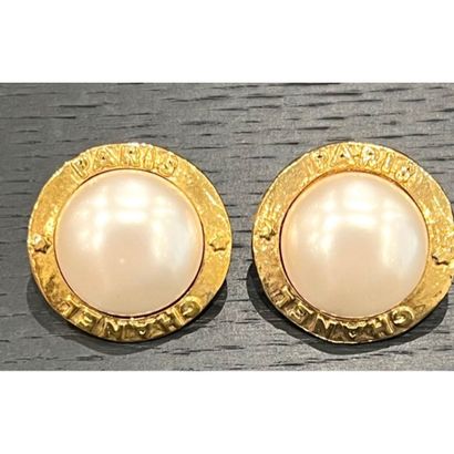 CHANEL 2008. Pair of hammered gold-plated...