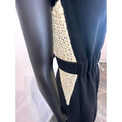 CELINE. Robe longue du soir en laine noire....