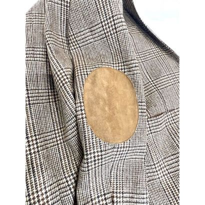 CELINE. Veste cintrée en laine à carreaux...