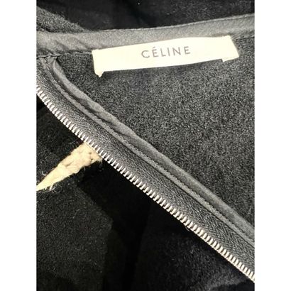 CELINE. Robe longue du soir en laine noire....