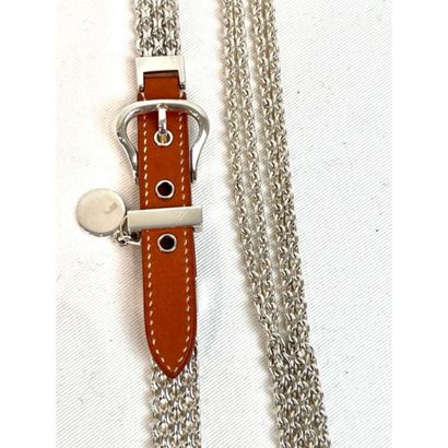 HERMES Paris. Solid silver necklace simulating...