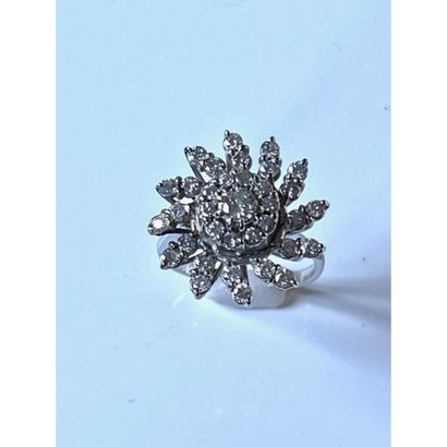 750°/°° white gold flower ring set with a...