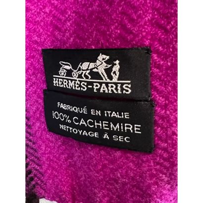 HERMES Paris. Large cashmere throw in fuchsia,...