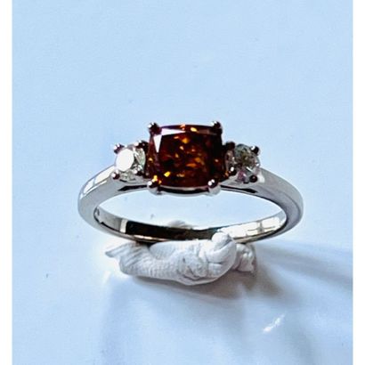 RING in white gold 750°/°° set with a rectangular...