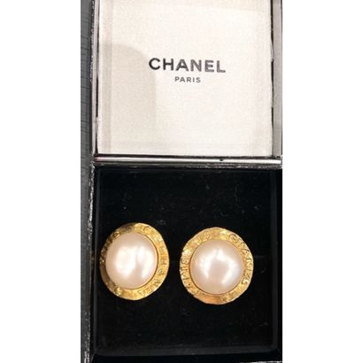 CHANEL 2008. Pair of hammered gold-plated...