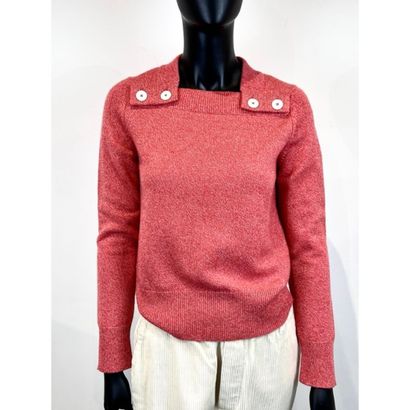 HERMES Paris. Pull en tricoté cachemire rouge...