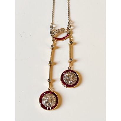 XIXè. COLLIER négligé 2 ors 750°/°° orné...