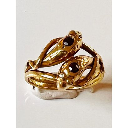 BAGUE Toi et Moi en or jaune 750°/°° ornée...