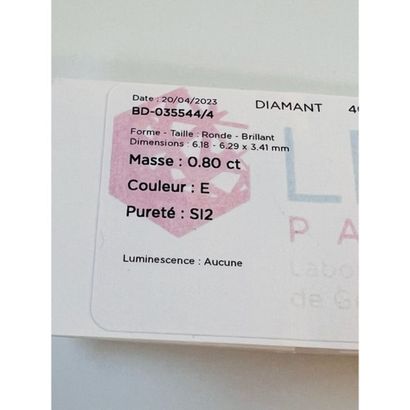 DIAMANT taille brillant de 0ct80 (E-SI2)...