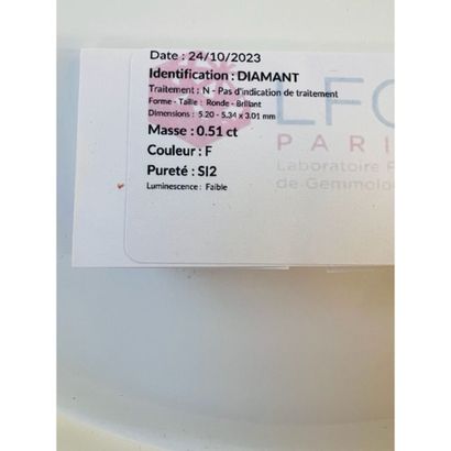 DIAMANT taille brillant de 0ct51 (F-SI2)...