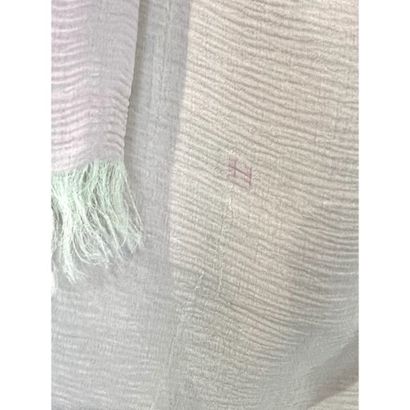 HERMES. Two-tone silk chiffon stole in pale...