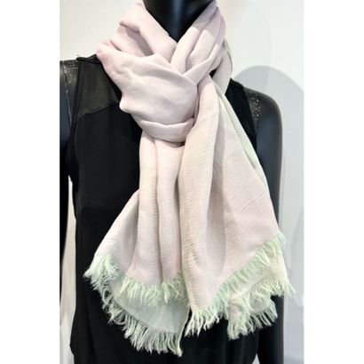 HERMES. Two-tone silk chiffon stole in pale...