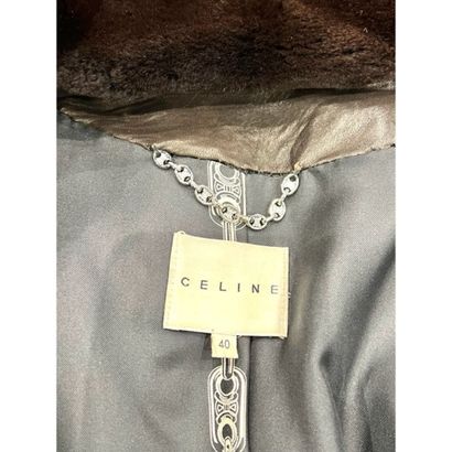 CELINE. Manteau en vison rasé et agneau plongé...