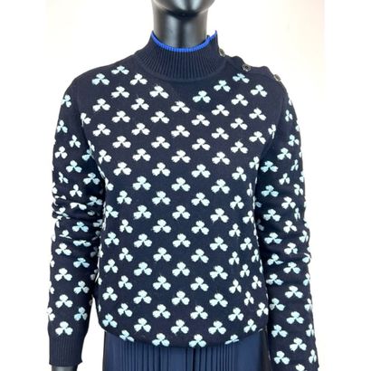 HERMES Paris. Pull en tricoté cachemire bleu...
