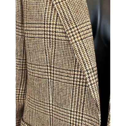 CELINE. Veste cintrée en laine à carreaux...