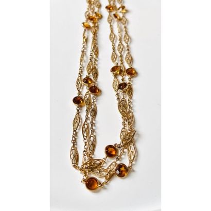 1900. VERY LONG SAUTOIR in yellow gold 750°/°°...
