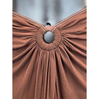 HERMES Paris. Jupe fluide en viscose chocolat....