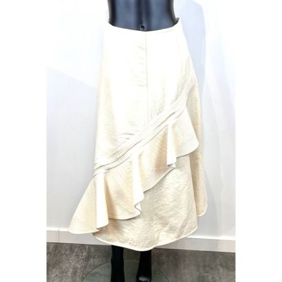 CELINE. Jupe longue évasée en laine blanc...