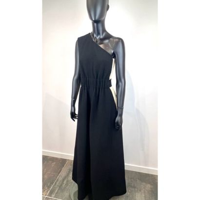 CELINE. Robe longue du soir en laine noire....