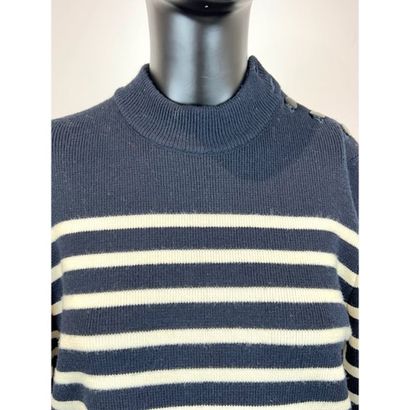 CELINE. Pull marin en tricoté de laine bleu...
