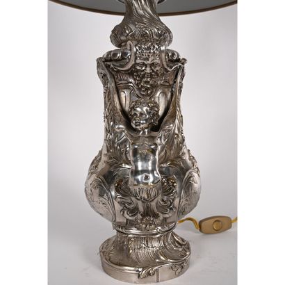 LAMP base in silvered bronze representing...