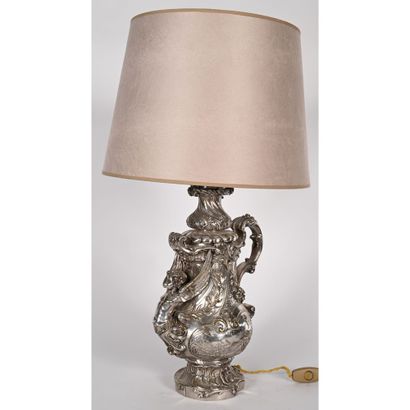 LAMP base in silvered bronze representing...
