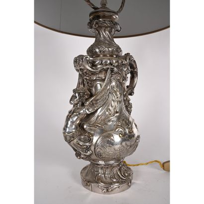 LAMP base in silvered bronze representing...