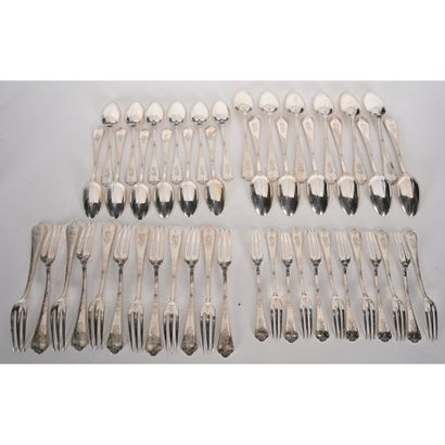 PUIFORCAT. SET OF 48 pieces in solid silver...