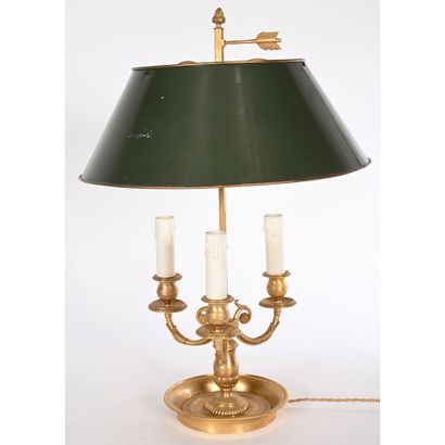 LAMPE BOUILLOTTE EMPIRE en bronze doré à...