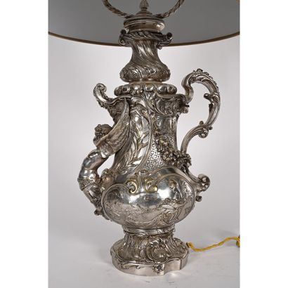 LAMP base in silvered bronze representing...