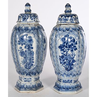 PAIR OF CHINESE PORCELAIN VASES with blue...