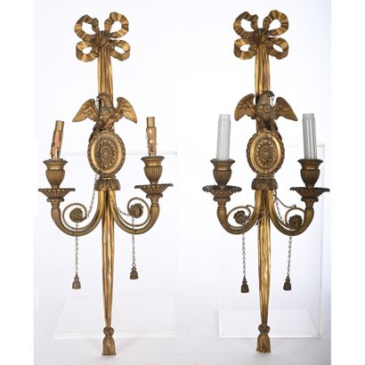 Pair of LOUIS XVI gilt bronze wall lights...