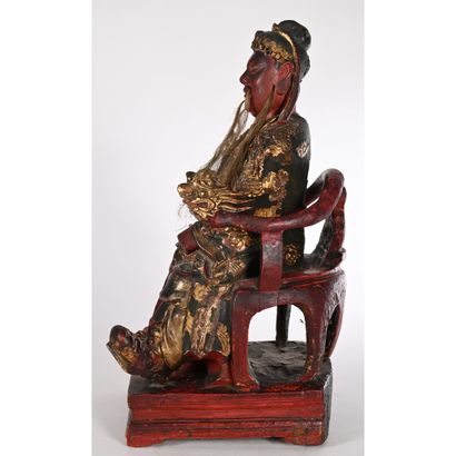 SPECTACULAIRE STATUE DE DIGNITAIRE en bois...