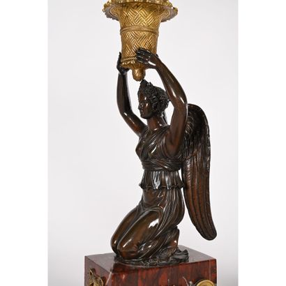 PAIR OF EMPIRE CANDELABRES in bronze with...