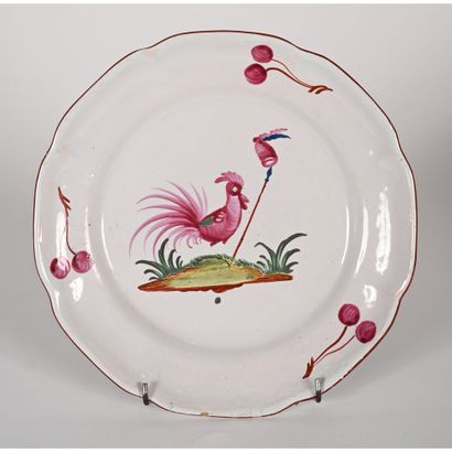 LES ISLETTES. Earthenware plate with polychrome...
