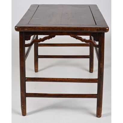 CONSOLE TABLE in varnished exotic wood. Cylindrical...