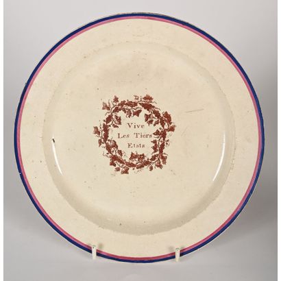 Fine earthenware ASSIETTE bearing the inscription...