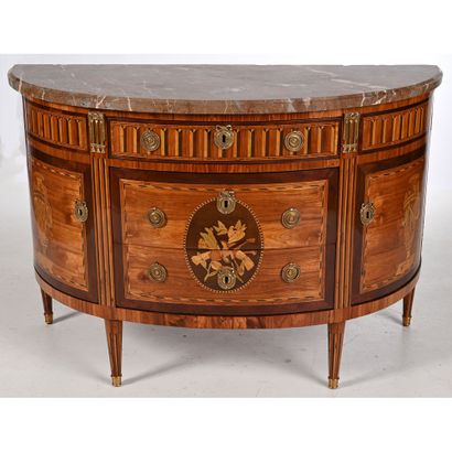 LARGE LOUIS XVI DEMI-LUNE COMMODE in rosewood...