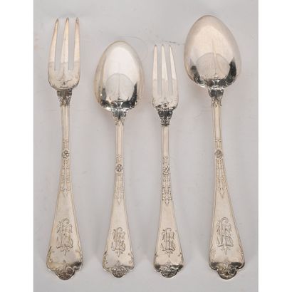 PUIFORCAT. SET OF 48 pieces in solid silver...