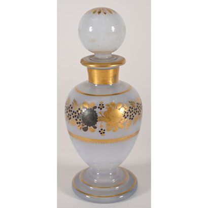FLACON on pedestal in white opaline glass...