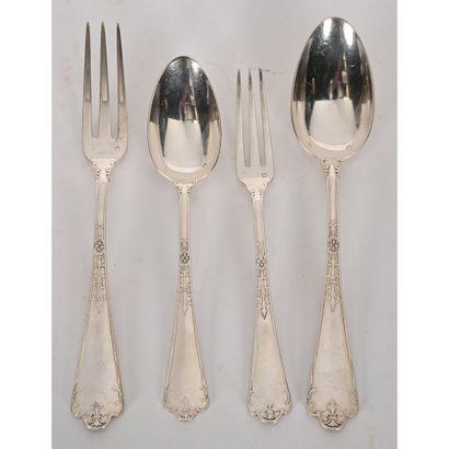 PUIFORCAT. SET OF 48 pieces in solid silver...