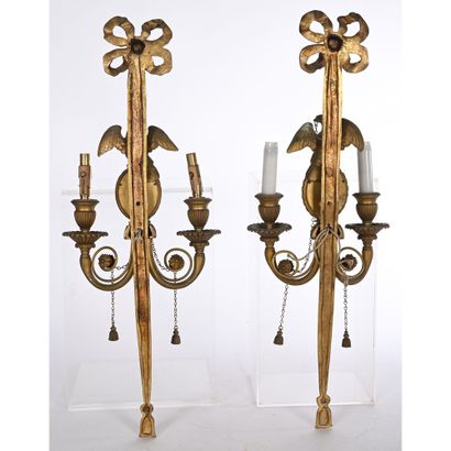 Pair of LOUIS XVI gilt bronze wall lights...