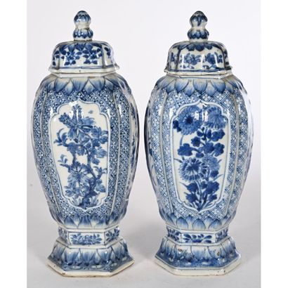 PAIR OF CHINESE PORCELAIN VASES with blue...