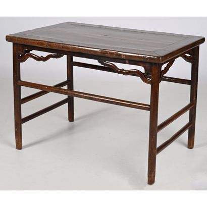 CONSOLE TABLE in varnished exotic wood. Cylindrical...