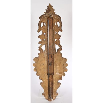 Gilded and carved wood LOUIS XVI BAROMETER-THERMOMETER...