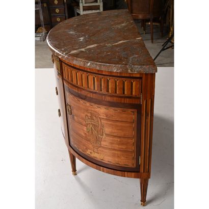 LARGE LOUIS XVI DEMI-LUNE COMMODE in rosewood...