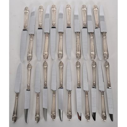 SET OF 24 KNIVES with solid silver handles...