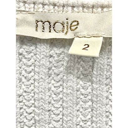 MAJE. Pull manches courtes en coton blanc...